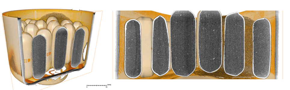 Package containing Tylenol pills. High resolution of the PrismaXRM reveals cracks in the pills.